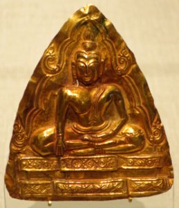 Thailand, Ayutthaya style, 15th-16th century, Hammered gold Plaque with Buddha
