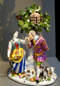 The hand-kiss group, Johann Joachim Kaendler, Meissen Porcelain Factory, c. 1738, hard-paste porcelain - Wadsworth Atheneum - Hartford, CT - DSC05465