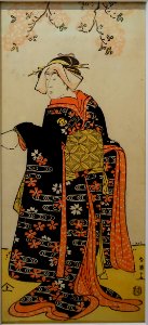 The actor Morita Kanya VIII as a woman with a fan under a cherry tree, by Katsukawa Shun'ei, Edo period, 1700s AD - Ishikawa Prefectural Museum of Traditional Arts and Crafts - Kanazawa, Japan - DSC09549
