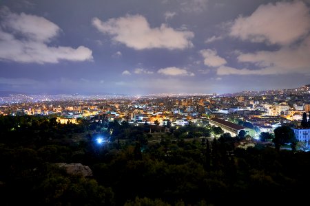 The Ancient Agora of Athens from the Areopagus on March 25, 2020
