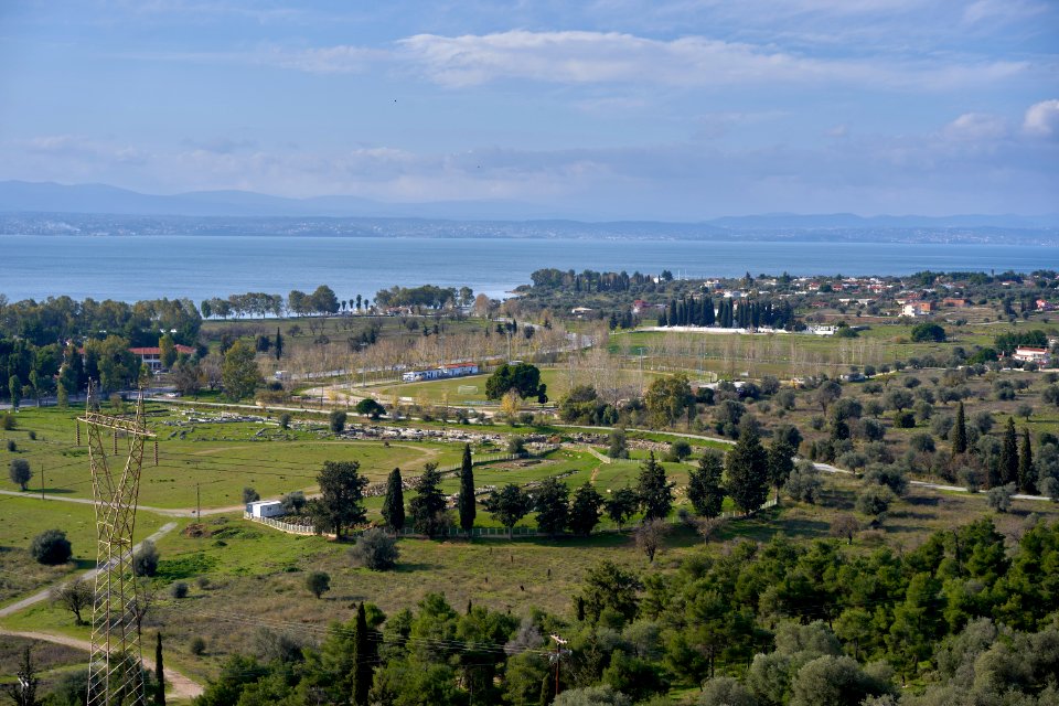 The ancient theatre of Eretria from the citadel on January 16, 2020