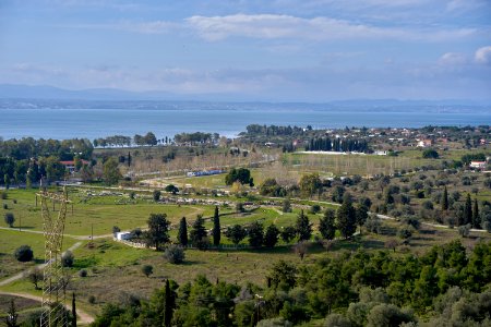 The ancient theatre of Eretria from the citadel on January 16, 2020
