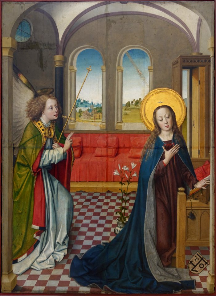 The Annunciation by the Master of the Lyversberg Passion, from the Kartauserklosters Church, Cologne, c. 1464, painting on oak - Germanisches Nationalmuseum - Nuremberg, Germany - DSC02966