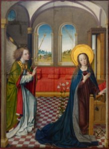 The Annunciation by the Master of the Lyversberg Passion, from the Kartauserklosters Church, Cologne, c. 1464, painting on oak - Germanisches Nationalmuseum - Nuremberg, Germany - DSC02966