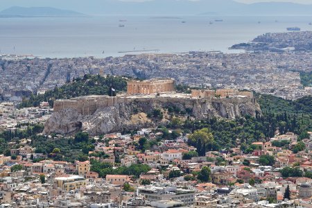 The Acropolis of Athens from Mount Lycabettus on June 13, 2020