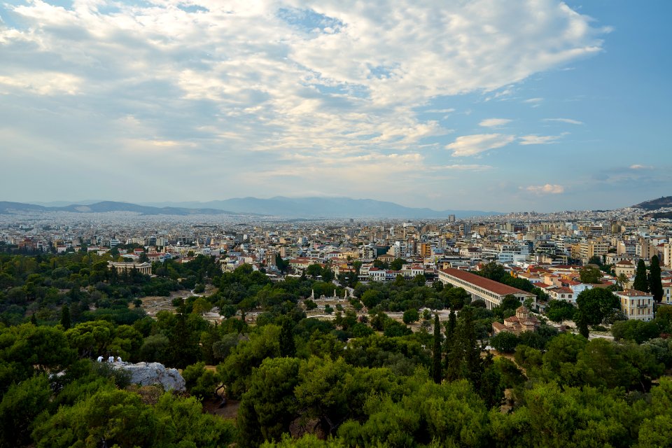 The Ancient Agora of Athens from the Areopagus on July 5, 2020