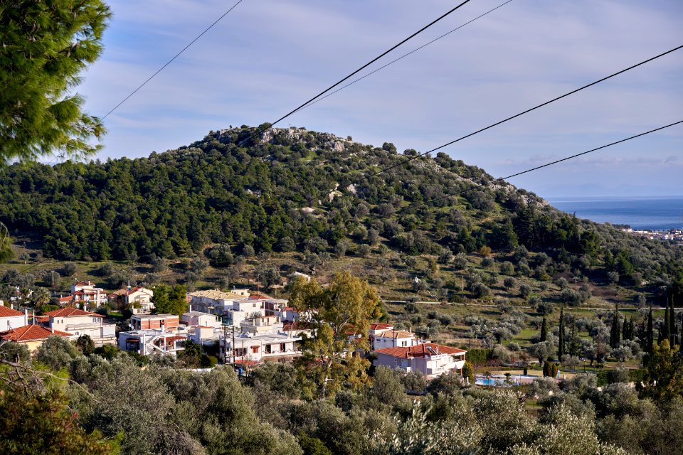 The ancient citadel of Eretria from the Tomb of Erotes on January 16, 2020