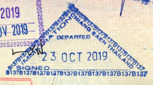 Thailand passport exit stamp Chiang Saen 2
