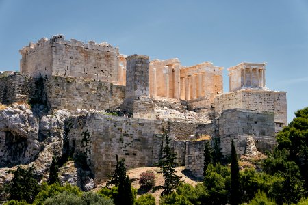 The Acropolis of Athens from the Areopagus on June 14, 2020 photo