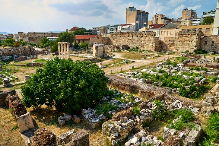 The archaeological site of the Library of Hadrian on July 4, 2020