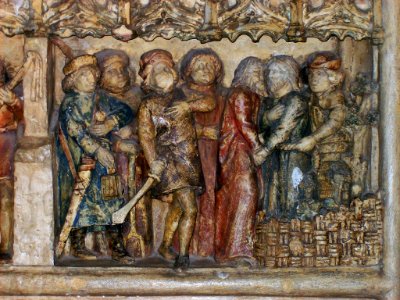 The Betrayal, detail of reredos, St Mary, Wingham