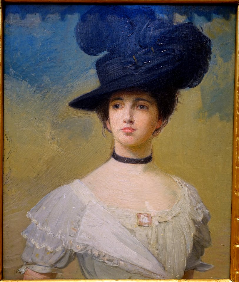 The Black Hat by Julian Alden Weir, 1900, oil on canvas - Portland Art Museum - Portland, Oregon - DSC08694