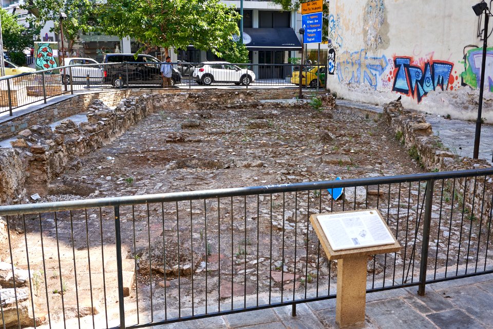 The archaeological site on Falirou and Petmeza streets on August 10, 2020