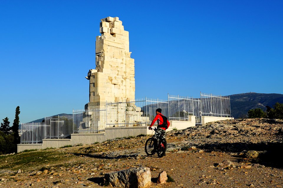 The backside of Philopappos Monument on January 28, 2020