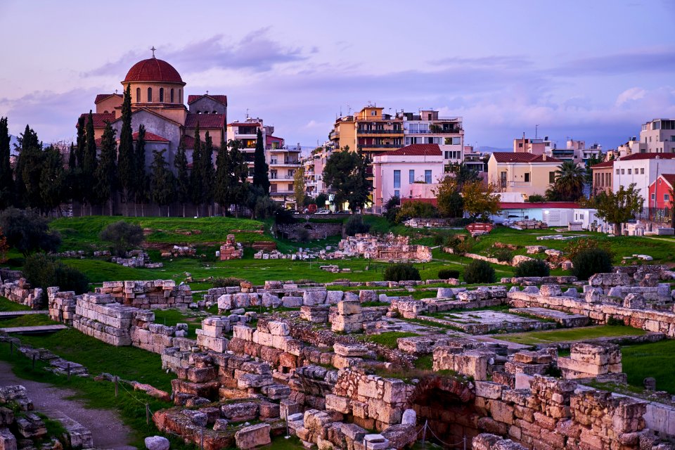 The Church of the Holy Trinity in Kerameikos from Melidoni Street on December 20, 2019