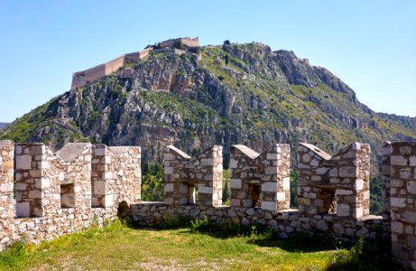 The battlements of the Castle of Akronafplia on 30 March 2019