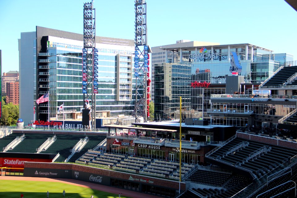 The Battery Atlanta high rises viewed from SunTrust Park, May 2017