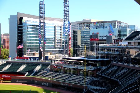 The Battery Atlanta high rises viewed from SunTrust Park, May 2017