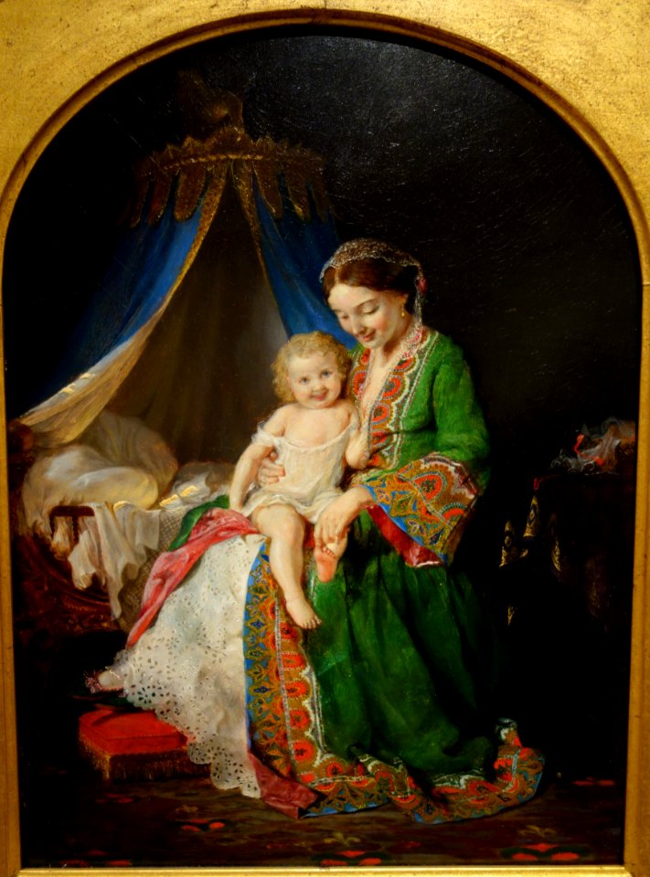 This Little Pig Went to Market by Lilly Martin Spencer, 1857, oil on cut arched board - New Britain Museum of American Art - DSC09337