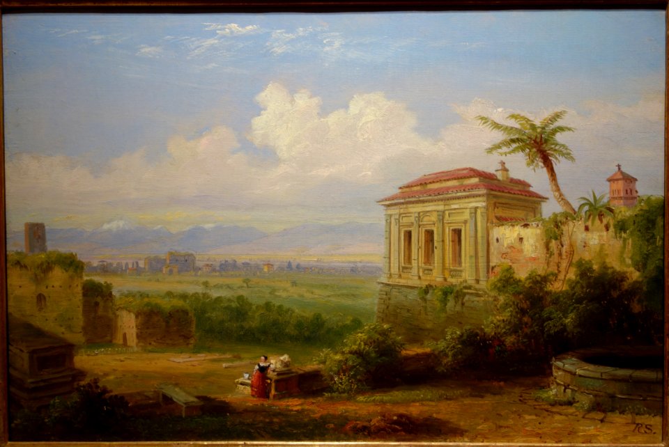 The Baths of Titus, Monte Cavi from the Palatine, Rome, by William Thompson Russel Smith, c. 1851-1852, oil on canvas - New Britain Museum of American Art - DSC09194