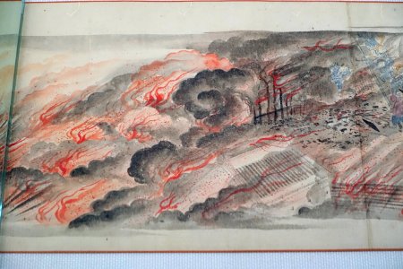 The Big Fire of 1772, picture scroll from 1869, 3 of 3 - Edo-Tokyo Museum - Sumida, Tokyo, Japan - DSC06685