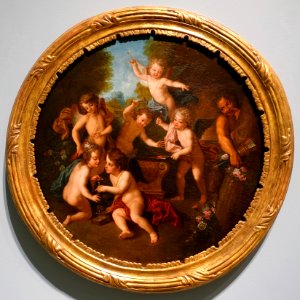 The Blacksmith Cupids, by Charles-Antoine Coypel, sketch of decoration for Louis d'Orleans in the Palais-Royal, French, c. 1715-1720, oil on canvas - Dallas Museum of Art - DSC05221