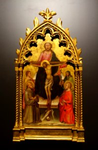Throne of Grace, Sts. Francis of Assisi, Mary Magdalen, John the Baptist (perhaps), & a Prophet, Florentine School, 1416-1430, tempera, gold, wood, inv 40006- Pinacoteca Vaticana - Vatican Museums - DSC01226