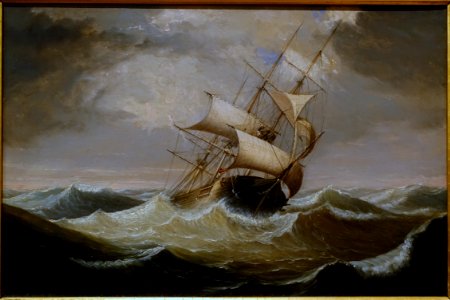 Three Master in Rough Seas, by Fitz Henry Lane, 1850s, oil on canvas - Cape Ann Museum - Gloucester, MA - DSC01129