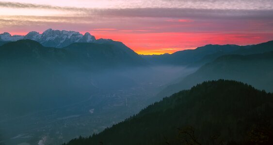 Beautiful mountains silhouettes photo