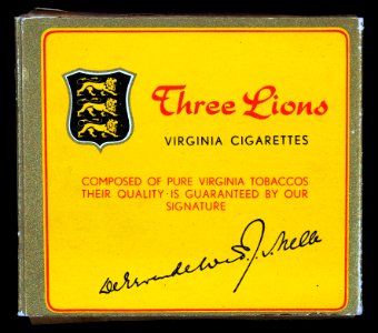 Three Lions cigarettes pack, back