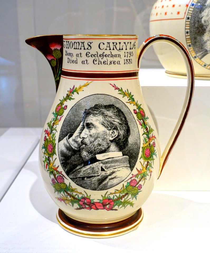 Thomas Carlyle pitcher, Josiah Wedgwood and Sons, Etruria, Staffordshire, England, 1881, glazed earthenware - Peabody Essex Museum - DSC07061