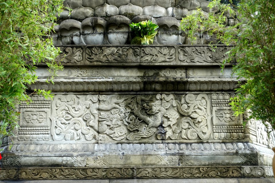 Thousand Buddha Pagoda base, side 4 of 6 - Wenshu Monastery - Chengdu, China - DSC05019