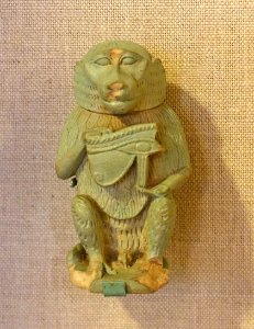 Thoth as baboon holding the Eye of Horus, Egypt - Oriental Institute Museum, University of Chicago - DSC07836