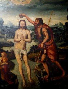 Three Scenes of John the Baptist by Teramo Piaggio, 1534, view 2, oil on wood - Museo Diocesano (Genoa) - DSC01548