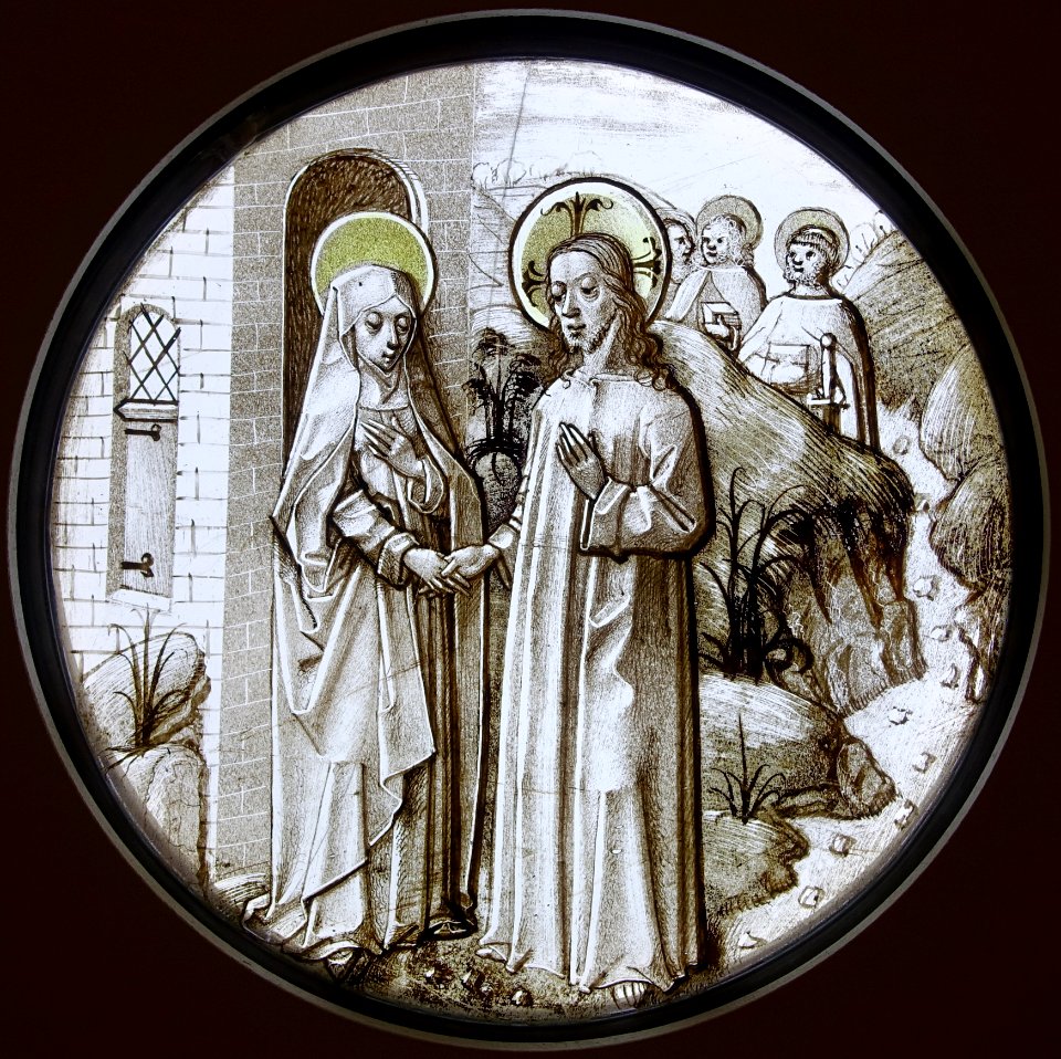 Three Roundels with Scenes from the Life of Christ, 1. The Departure of Christ from Mary, Cologne or Lower Rhine, 1475-1500, stained glass - Museum Schnütgen - Cologne, Germany - DSC09846