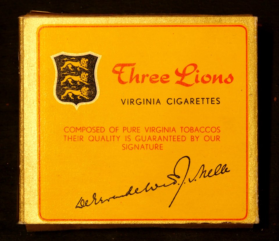 Three Lions 20 Virginia cigarettes backside