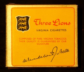 Three Lions 20 Virginia cigarettes backside