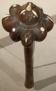 Throwing club from the Fiji Islands, 19th century, wood, marine ivory and human teeth, Dayton Art Institute