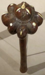 Throwing club from the Fiji Islands, 19th century, wood, marine ivory and human teeth, Dayton Art Institute photo