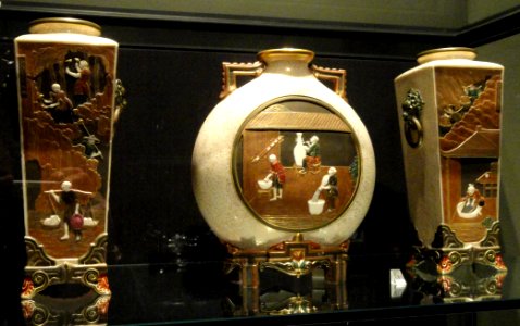 Three vases, Royal Worcester Porcelain Company, c. 1872 and 1874 - Royal Ontario Museum - DSC09503