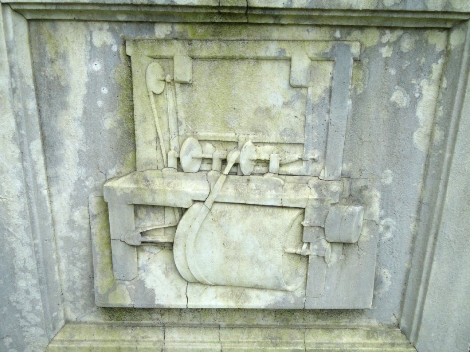 Thomas Blanchard invention - Sculpture in Mount Auburn Cemetery - DSC06489