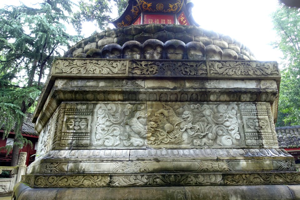 Thousand Buddha Pagoda base, side 3 of 6 - Wenshu Monastery - Chengdu, China - DSC05017