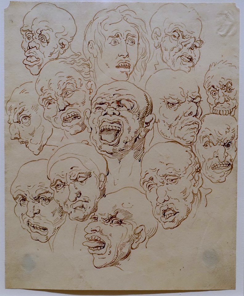 Thirteen heads by Thomas Rowlandson, British, undated, pen and ink over graphite on paper - Princeton University Art Museum - DSC06571
