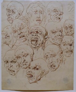 Thirteen heads by Thomas Rowlandson, British, undated, pen and ink over graphite on paper - Princeton University Art Museum - DSC06571