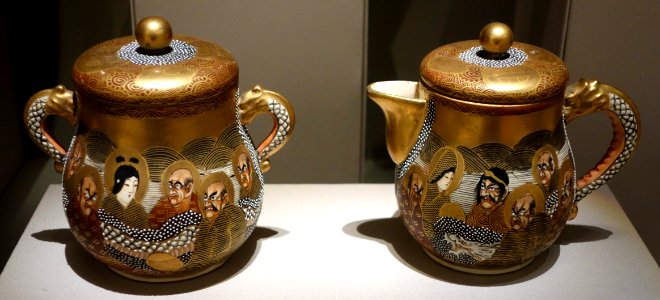 Three-piece Tea Service, 1 of 2, Japan, undated, earthenware with overglaze and gold - Chazen Museum of Art - DSC02400