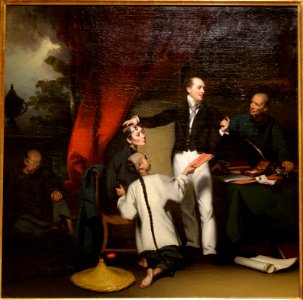 Thomas Richardson Colledge, M.D., and His Assistant Afun in Their Ophthalmic Hospital, Macau, by George Chinnery, 1833, oil on canvas - Peabody Essex Museum - DSC07360