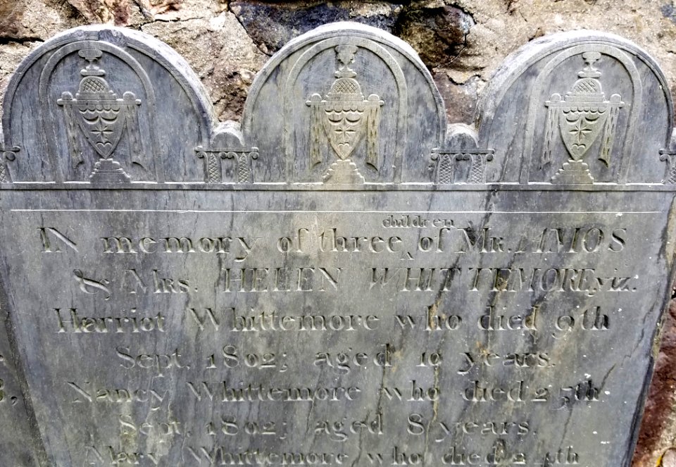 Three Whittemore Children, 1802, detail - Old Burying Ground - Arlington, MA - 20200816 091443