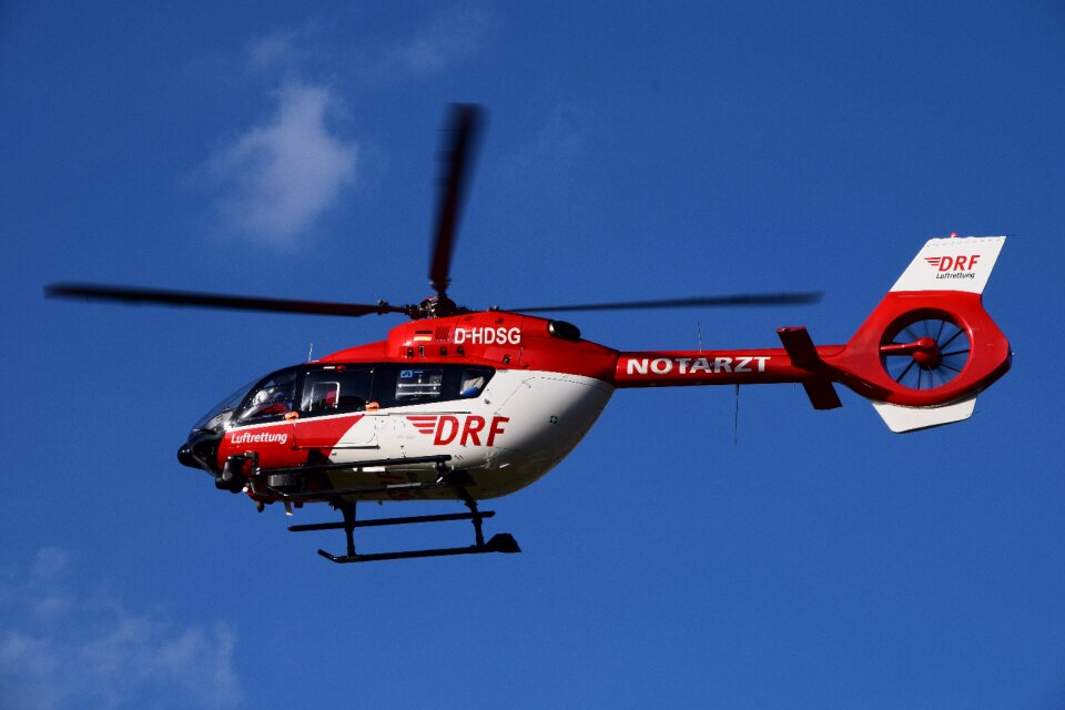 Ambulance helicopter red red white