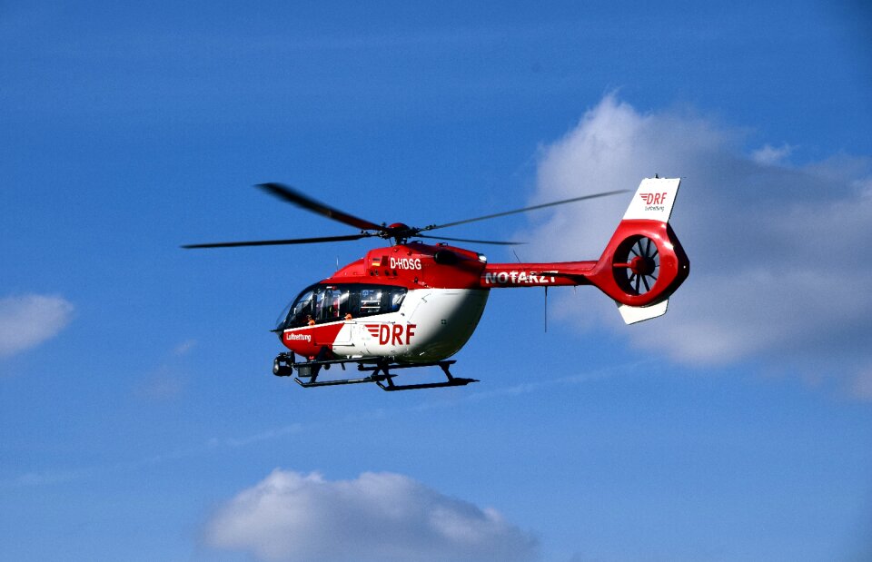 Ambulance helicopter red red white