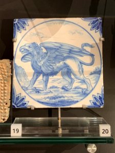 Tile with gryphon, Nuremberg, Germany, late 18th century, National Museum of Scotland